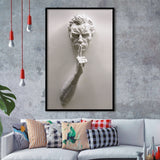 3D Effect Hush Man Canvas Print, Man Statue Framed Art Print Wall Art Decor,Framed Picture