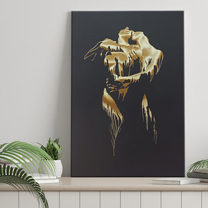 3D Effect Art Golden Passion Hug Love Canvas Prints Wall Art - Painting Canvas, Home Wall Decor, For Sale