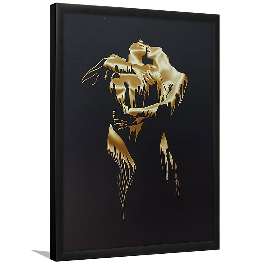 3D Effect Art Golden Passion Hug Love Framed Art Print Wall Decor - Painting Art,Framed Picture,Wall Art