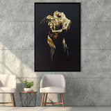 3D Effect Art Golden Passion Hug Love Framed Canvas Prints Wall Art - Painting Canvas,Floating Frame, Home Wall Decor