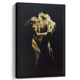 3D Effect Art Golden Passion Hug Love Framed Canvas Prints Wall Art - Painting Canvas,Floating Frame, Home Wall Decor
