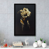 3D Effect Art Golden Passion Hug Love Framed Canvas Prints Wall Art - Painting Canvas,Floating Frame, Home Wall Decor