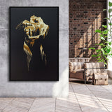 3D Effect Art Golden Passion Hug Love Framed Canvas Prints Wall Art - Painting Canvas,Floating Frame, Home Wall Decor