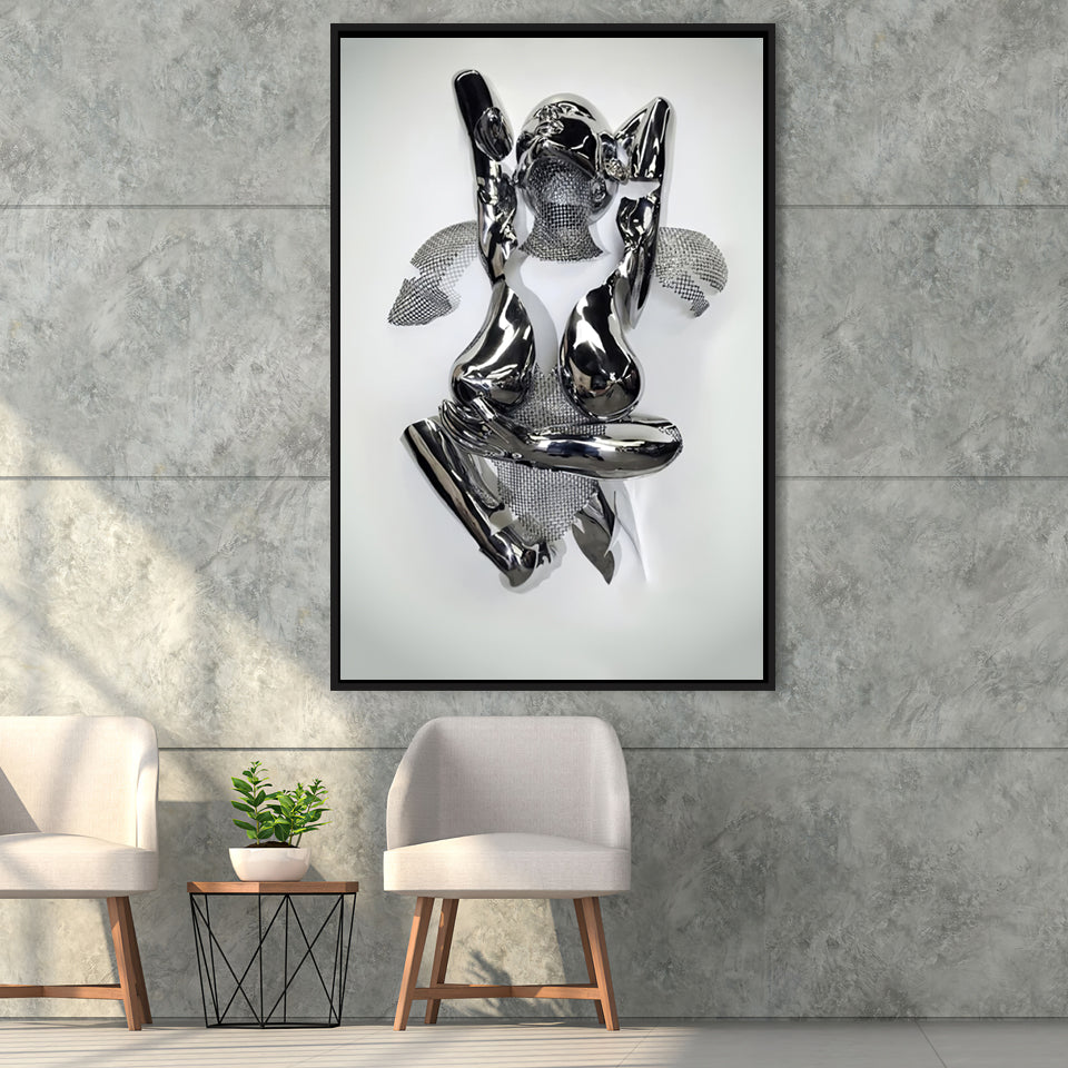 3D Effect Art Back Hug Love Framed Canvas Prints Wall Art - Painting Canvas, Floating Frame, Painting Prints, For Sale