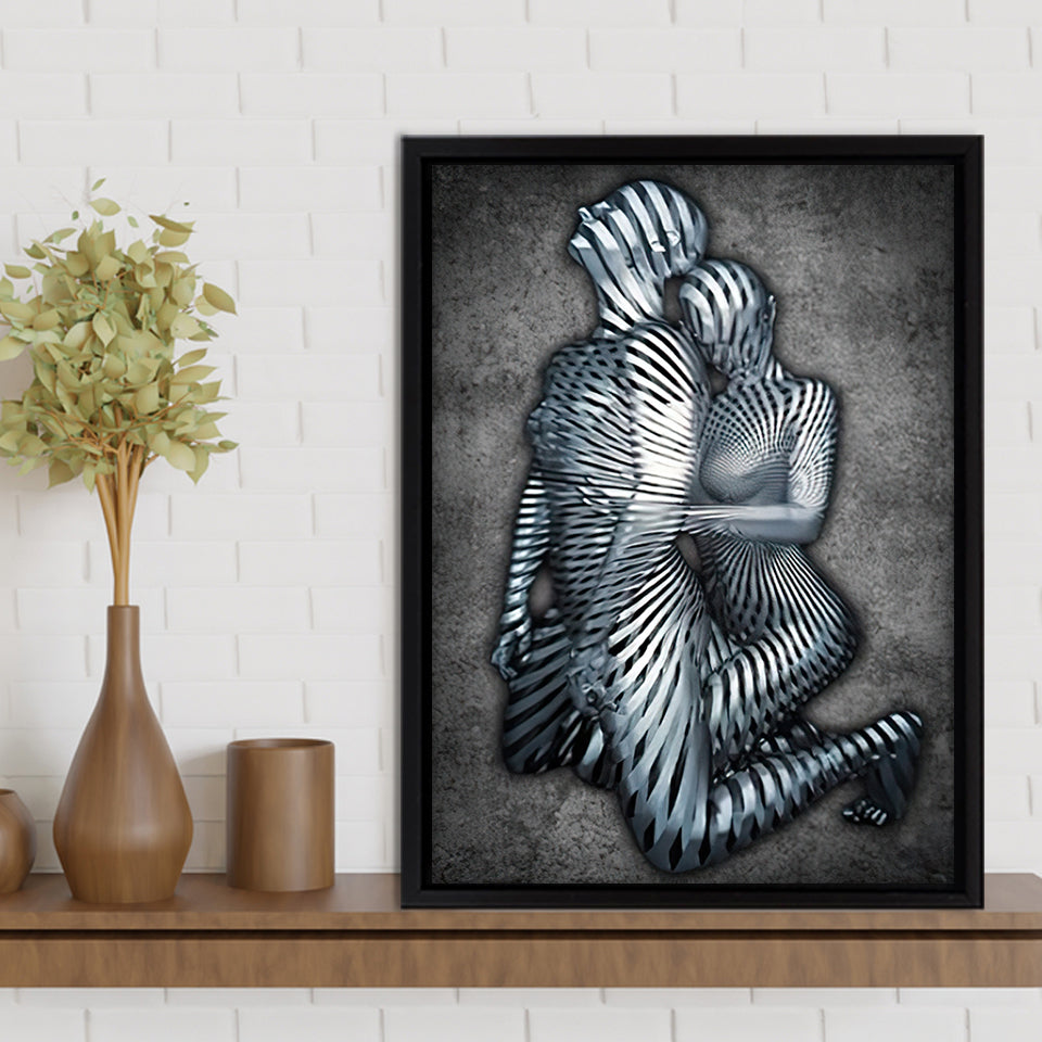 3D Effect Art Couple Love Frame Canvas Prints Wall Art - Painting Canvas, Framed Picture,Canvas Art, Wall Decor,Prints for Sale