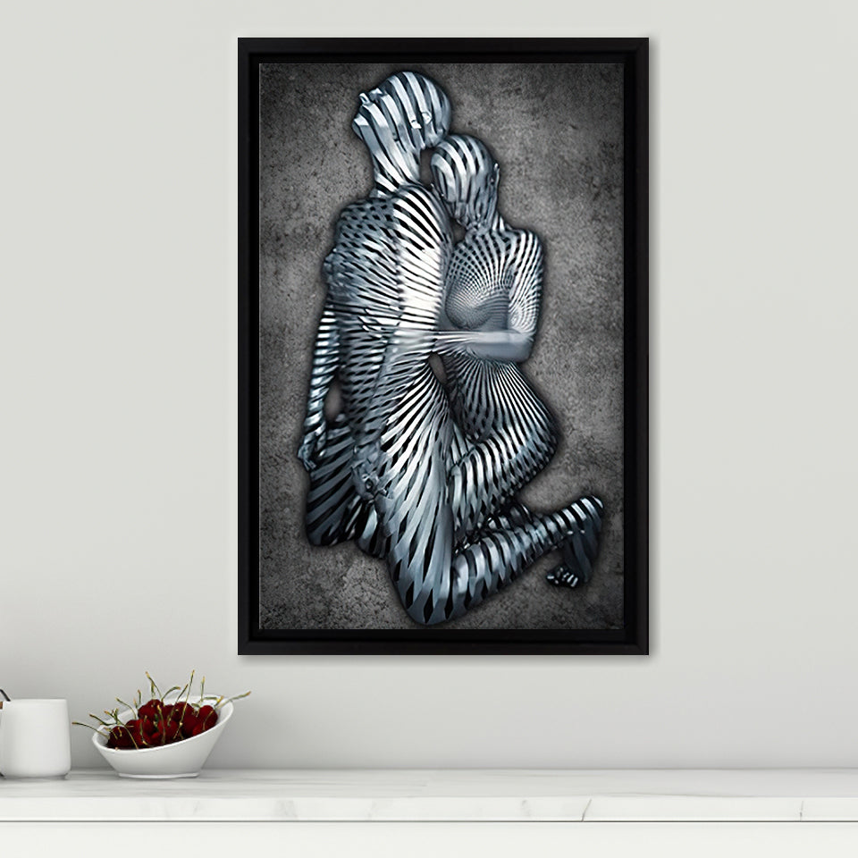 3D Effect Art Couple Love Frame Canvas Prints Wall Art - Painting Canvas, Framed Picture,Canvas Art, Wall Decor,Prints for Sale