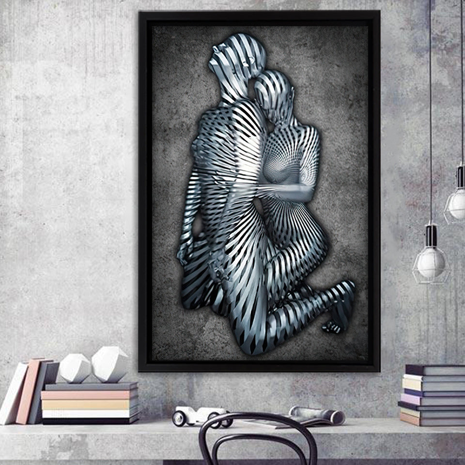 3D Effect Art Couple Love Frame Canvas Prints Wall Art - Painting Canvas, Framed Picture,Canvas Art, Wall Decor,Prints for Sale