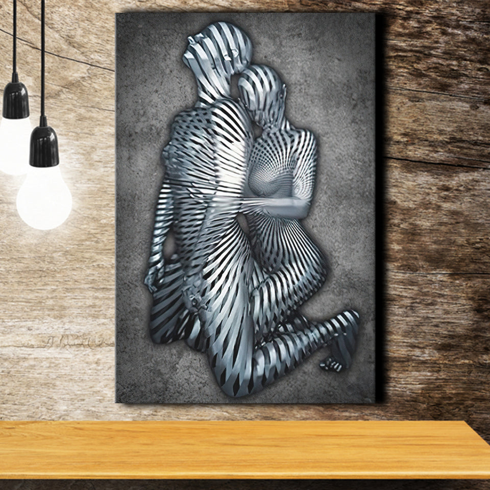3D Effect Art Couple Love Canvas Prints Wall Art - Painting Canvas, Painting Prints,Canvas Art, Wall Decor, Home Decor, Prints for Sale