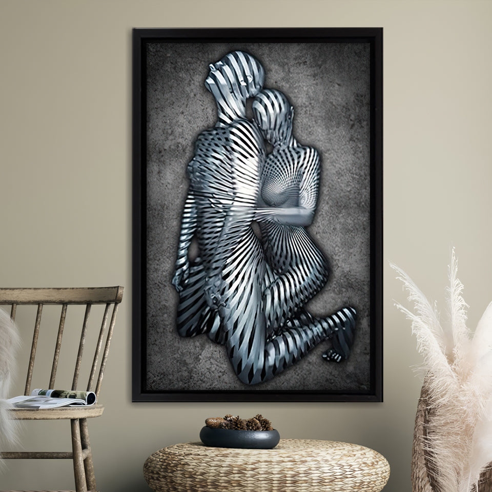 3D Effect Art Couple Love Frame Canvas Prints Wall Art - Painting Canvas, Framed Picture,Canvas Art, Wall Decor,Prints for Sale