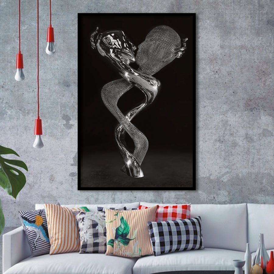 3D Effect Art Couple Together Art Framed Art Prints Wall Decor - Painting Prints, Wall Art, Framed Picture, For Sale