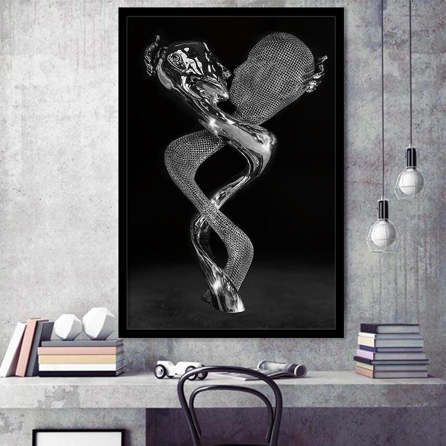 3D Effect Art Couple Together Art Framed Art Prints Wall Decor - Painting Prints, Wall Art, Framed Picture, For Sale