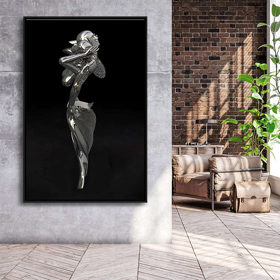 3D Effect Art Hug Love Couple Black Framed Canvas Prints Wall Art - Painting Canvas, Floating Frame, Painting Prints, For Sale