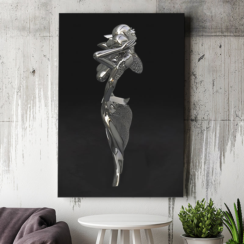 3D Effect Art Hug Love Couple Black Canvas Prints Wall Art - Painting Canvas, Home Wall Decor, Painting Prints, For Sale