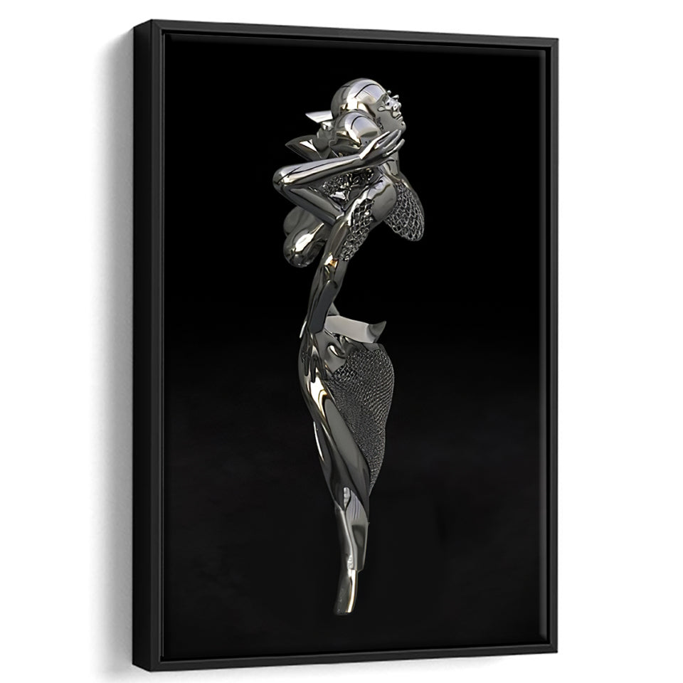 3D Effect Art Hug Love Couple Black Framed Canvas Prints Wall Art - Painting Canvas, Floating Frame, Painting Prints, For Sale
