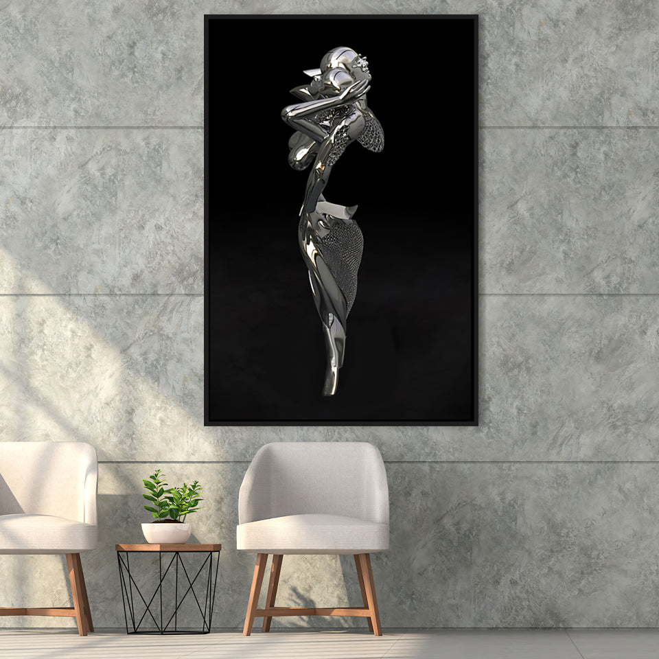 3D Effect Art Hug Love Couple Black Framed Canvas Prints Wall Art - Painting Canvas, Floating Frame, Painting Prints, For Sale