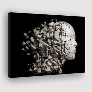 3D Effect Broken Face Abstract Art, Canvas Prints Wall Art Home Decor