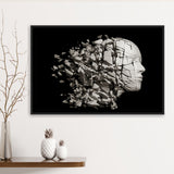 3D Effect Broken Face Abstract Art, Framed Canvas Prints Wall Art Home Decor,Floating Frame, Ready to Hang