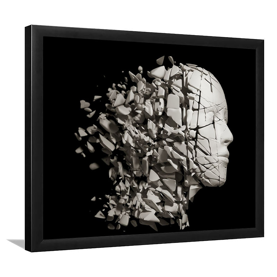 3D Effect Broken Face Abstract Art, Framed Art Prints Wall Art Home Decor, Ready to Hang