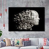 3D Effect Broken Face Abstract Art, Framed Art Prints Wall Art Home Decor, Ready to Hang