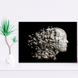 3D Effect Broken Face Abstract Art, Framed Art Prints Wall Art Home Decor, Ready to Hang