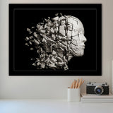 3D Effect Broken Face Abstract Art, Framed Art Prints Wall Art Home Decor, Ready to Hang