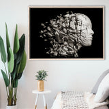 3D Effect Broken Face Abstract Art, Framed Canvas Prints Wall Art Home Decor,Floating Frame, Ready to Hang