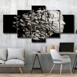 3D Effect Broken Face Abstract Art, Multi Panels, 5 Pieces, Canvas Prints Wall Art Home Decor
