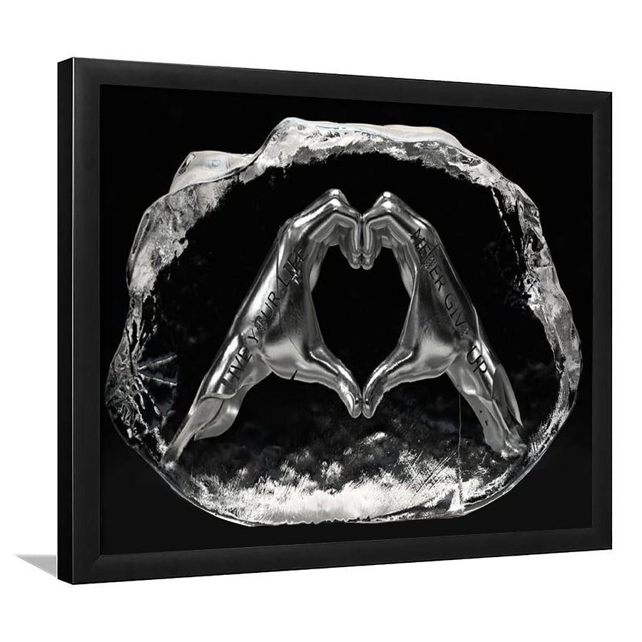 3D Effect Art Heart Icon From Hands Live Your Life Never Give Up Framed Art Prints Wall Decor - Painting Prints,Wall Art, Framed Picture