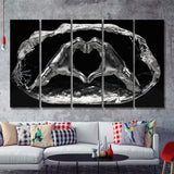 3D Effect Art Heart Icon From Hands Live Your Life Never Give Up 5 Pieces B Canvas Prints Wall Art - Painting Canvas, Multi Panel