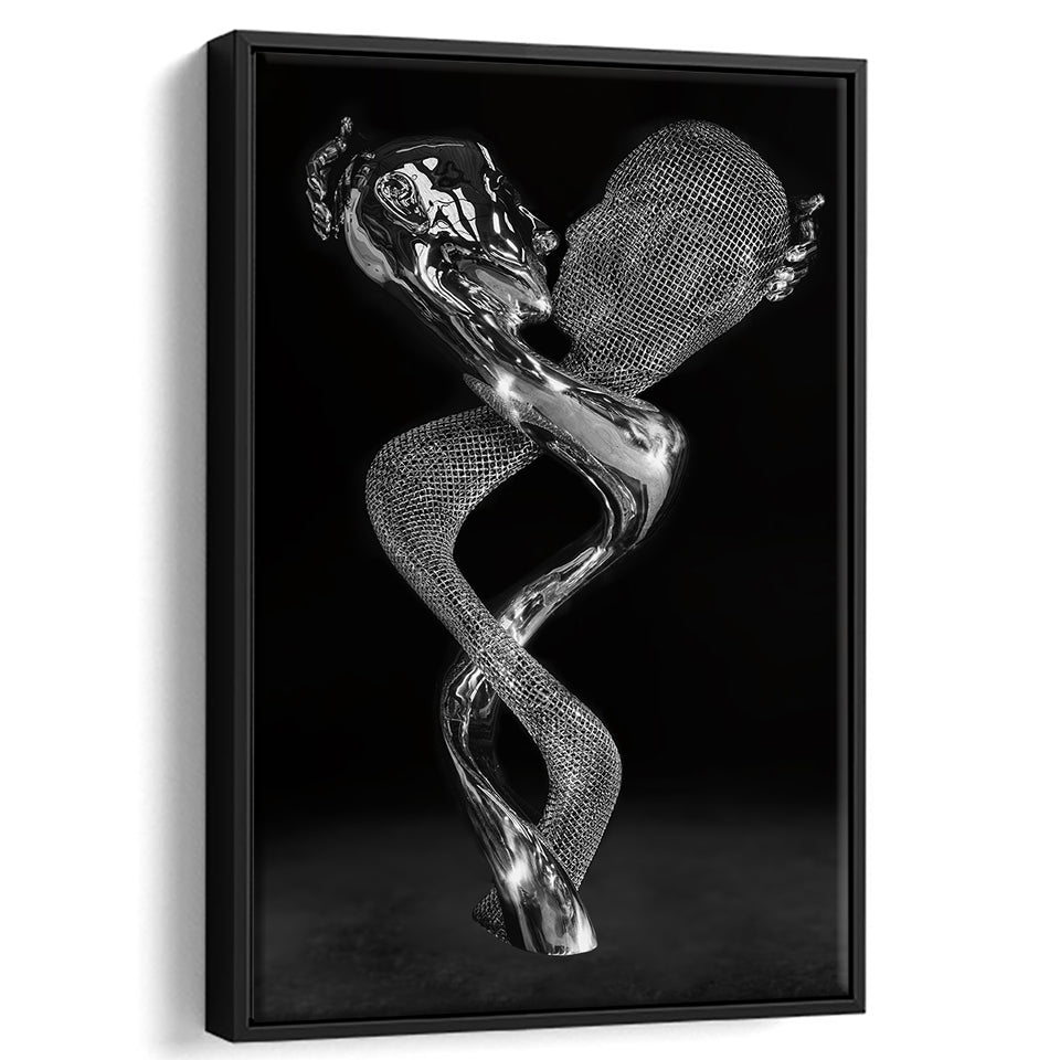 3D Effect Art Blended In A Passionate Kiss Framed Canvas Prints Wall Art - Painting Canvas, Floating Frame, Painting Prints, For Sale