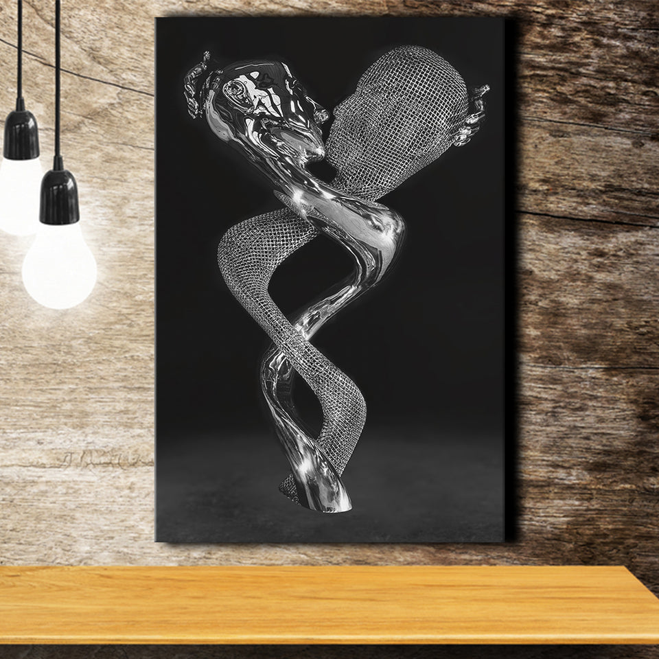 3D Effect Art Blended In A Passionate Kiss Canvas Prints Wall Art - Painting Canvas, Home Wall Decor, Painting Prints, For Sale