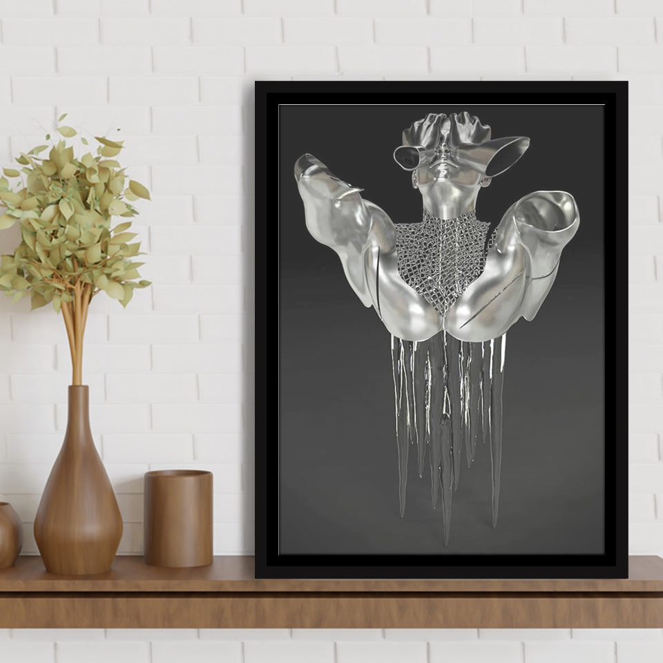 3D Effect Art Hides Pain And Melting Framed Canvas Prints Wall Art - Painting Canvas, Floating Frame, Painting Prints, For Sale