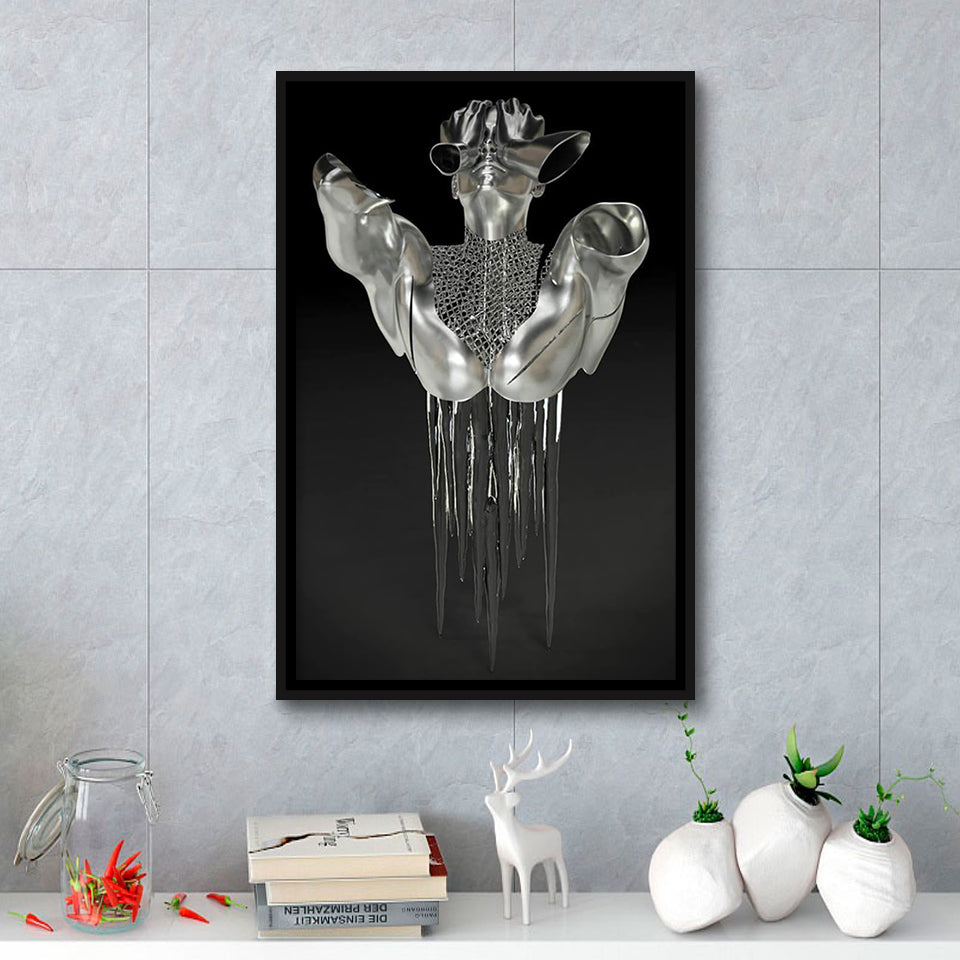 3D Effect Art Hides Pain And Melting Framed Canvas Prints Wall Art - Painting Canvas, Floating Frame, Painting Prints, For Sale