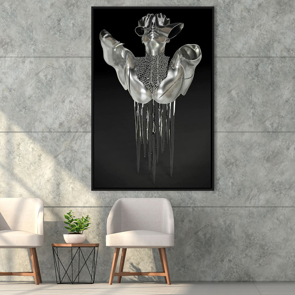 3D Effect Art Hides Pain And Melting Framed Canvas Prints Wall Art - Painting Canvas, Floating Frame, Painting Prints, For Sale