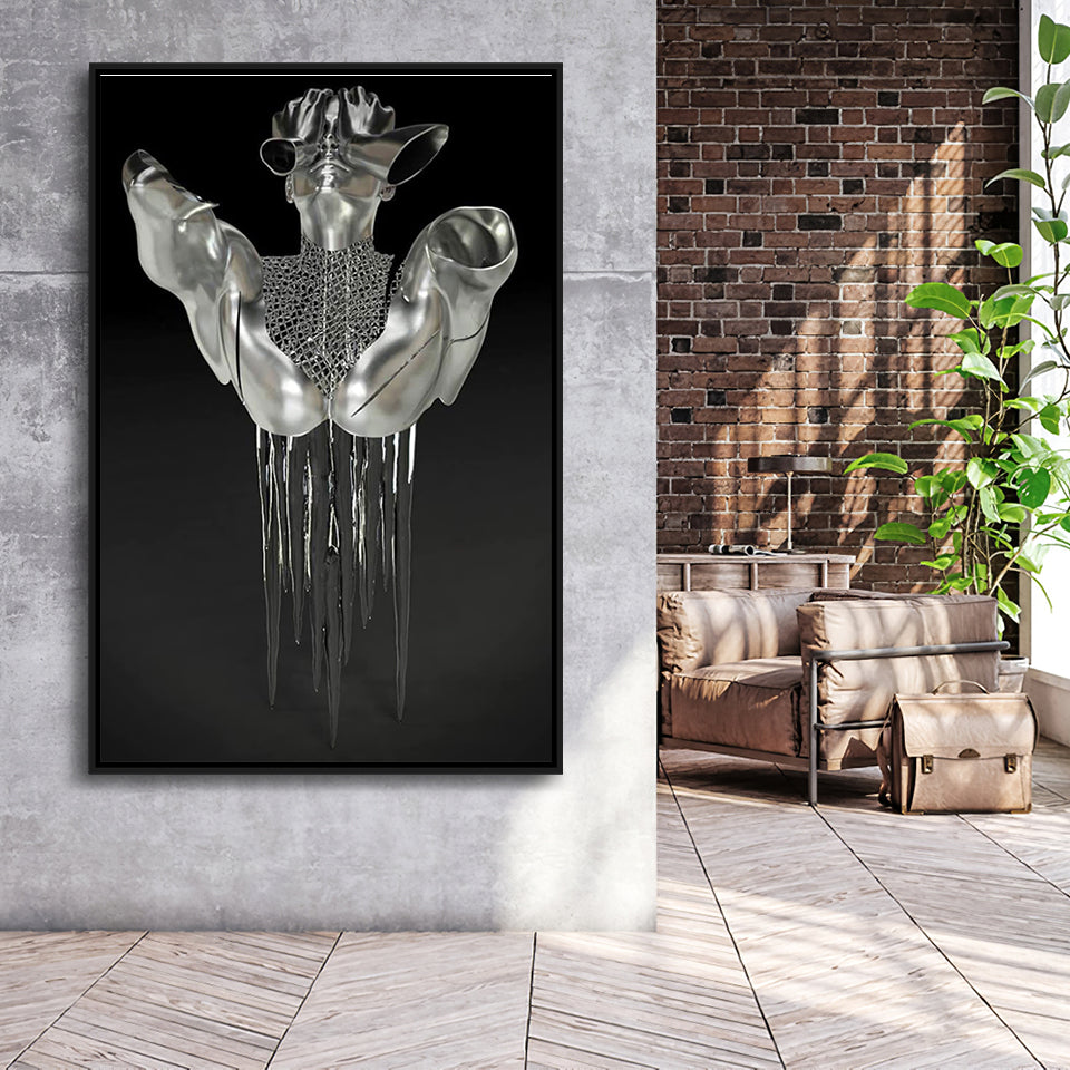 3D Effect Art Hides Pain And Melting Framed Canvas Prints Wall Art - Painting Canvas, Floating Frame, Painting Prints, For Sale