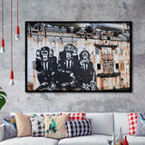 3 Wise Monkeys Banksy Framed Art Print Wall Decor - Painting Art, Framed Picture, Home Decor