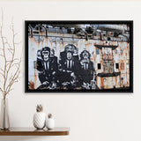 3 Wise Monkeys Banksy Framed Canvas Prints Wall Art - Painting Canvas,Framed Picture,Home Art Wall Decor