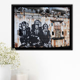 3 Wise Monkeys Banksy Framed Canvas Prints Wall Art - Painting Canvas,Framed Picture,Home Art Wall Decor
