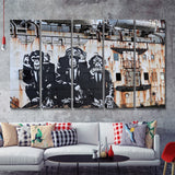 3 Wise Monkeys Banksy 5 Piece B Multi Panels Canvas Prints Wall Art - Painting Canvas,Wall Decor