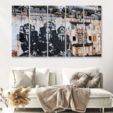 3 Wise Monkeys Banksy 5 Piece B Multi Panels Canvas Prints Wall Art - Painting Canvas,Wall Decor