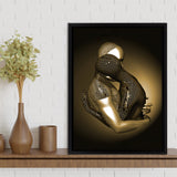 3d Effect Art The Hug Gold Framed Canvas Prints Wall Art - Painting Canvas, Wall Decor, Framed Art, Prints for Sale