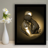 3d Effect Art The Hug Gold Framed Art Prints Wall Decor - Painting Prints, Wall Art, Home Decor, Prints for Sale
