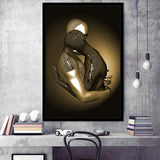 3d Effect Art The Hug Gold Framed Art Prints Wall Decor - Painting Prints, Wall Art, Home Decor, Prints for Sale