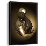 3d Effect Art The Hug Gold Framed Canvas Prints Wall Art - Painting Canvas, Wall Decor, Framed Art, Prints for Sale