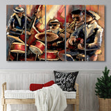Music wall art Jazz Club Musical instruments Painting 5 Piece Canvas Prints Wall Art - Painting Prints, Wall Decor,Multi Panels