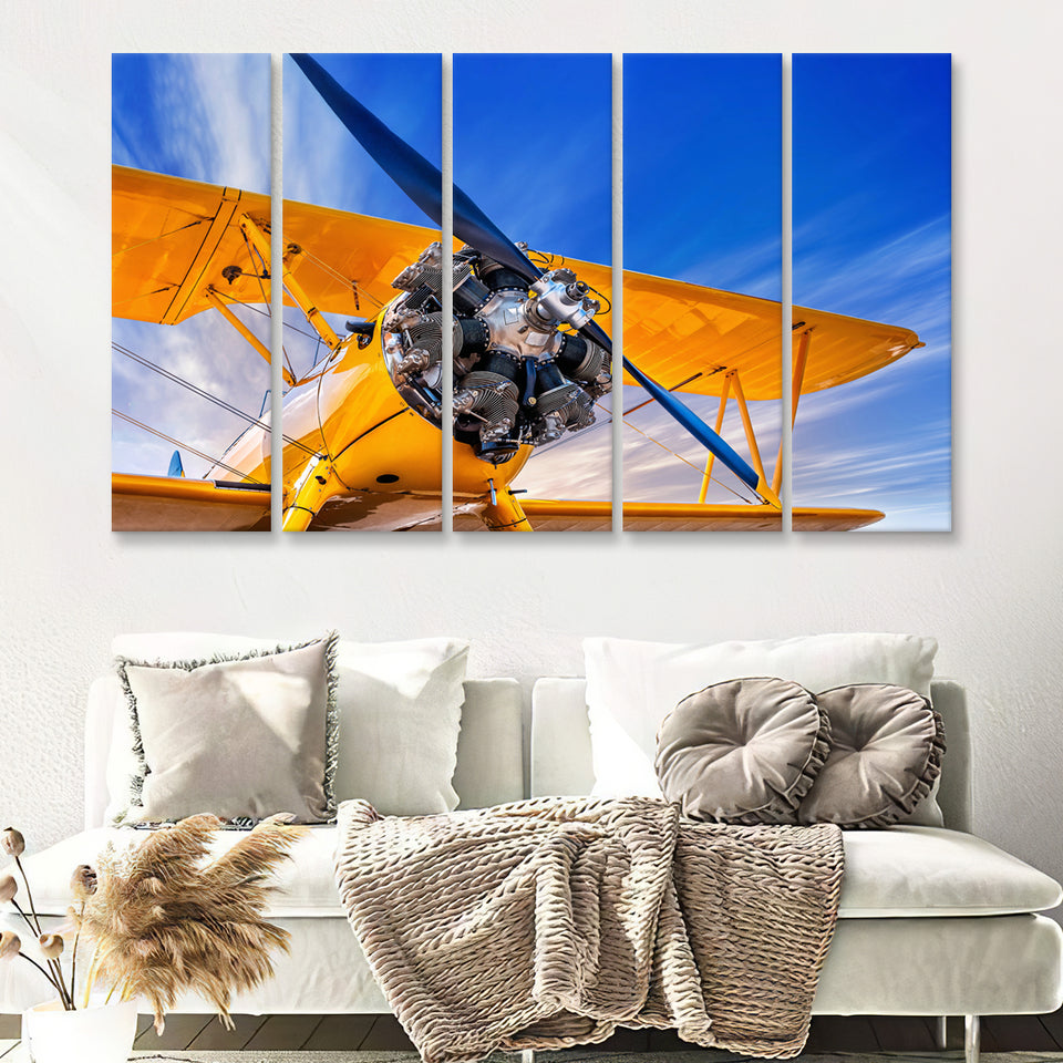 9831 Historical Aircraft Scrap 5 Piece B Canvas Prints Wall Art Decor - Painting Canvas, Multi Panels
