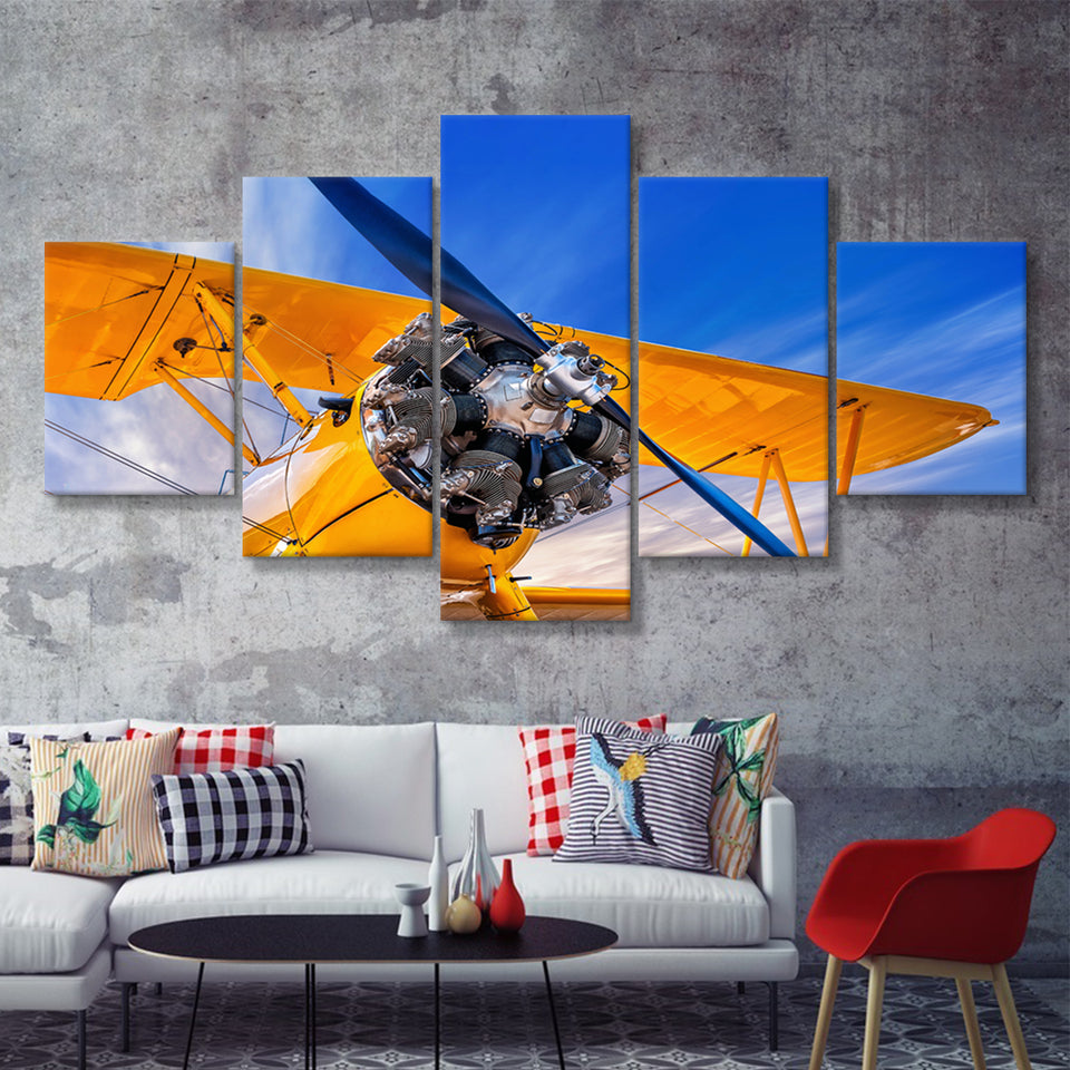 9831 Historical Aircraft Scrap 5 Piece Canvas Prints Wall Art Decor - Painting Canvas, Multi Panels