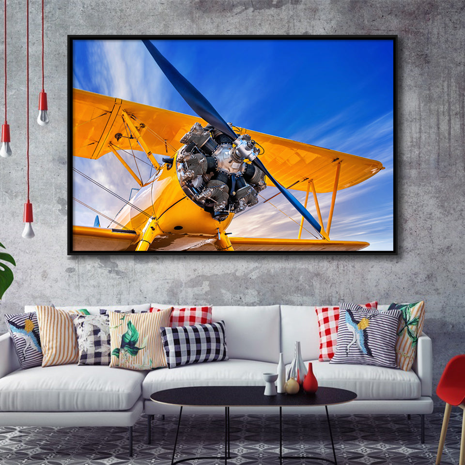9831 Historical Aircraft Scrap Framed Canvas Prints Wall Art Decor - Painting Canvas, Black Framed Picture