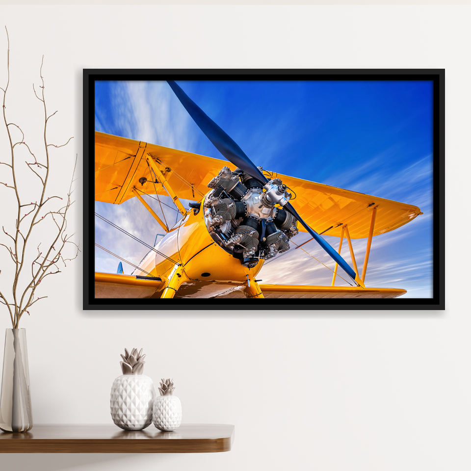 9831 Historical Aircraft Scrap Framed Canvas Prints Wall Art Decor - Painting Canvas, Black Framed Picture