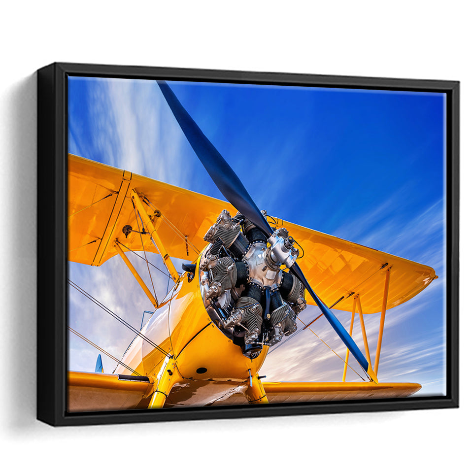 9831 Historical Aircraft Scrap Framed Canvas Prints Wall Art Decor - Painting Canvas, Black Framed Picture
